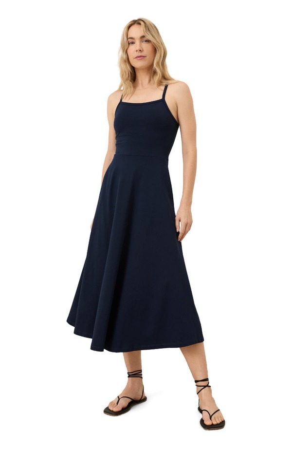 パクト レディース トップス ワンピース ミディ コットン Pact Fit & Flare Midi Dress Made With Organicottonavy ネイビー｜ReVida 店