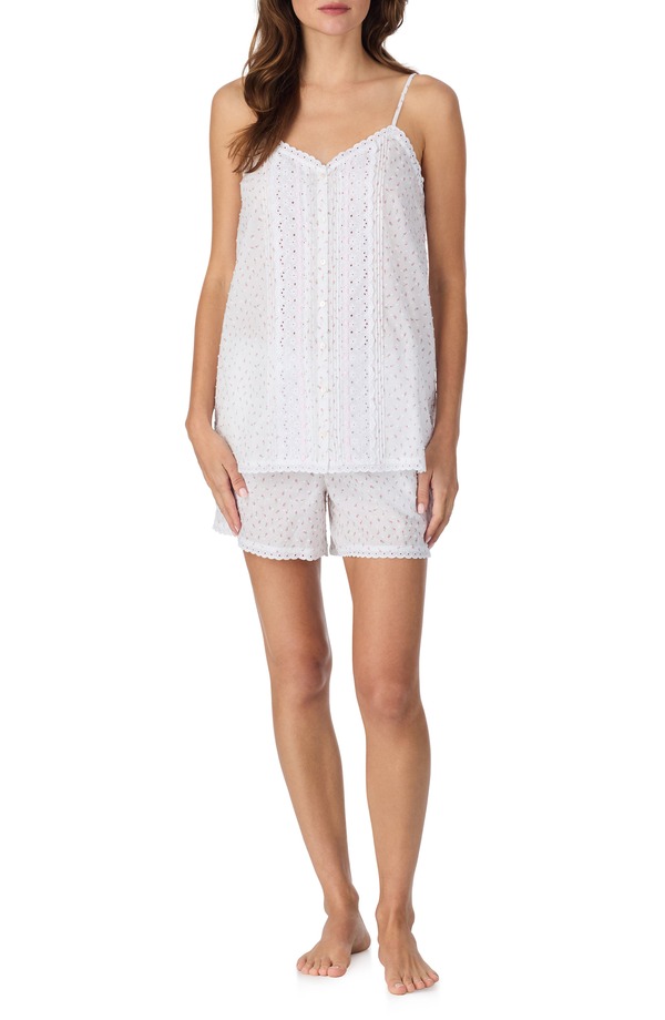 エイレーンウェスト レディース アンダーお召しもの ナイト爵お召しもの 綿織物 Eileen West Eyeletrim Cotton Short Pajamas Rose Bud