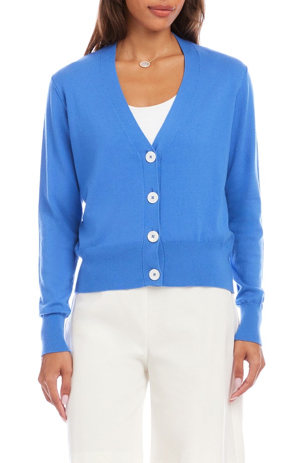 カレンケーン レディース アウター ジレー V素っ首 Karen Kane V-Neck Cardigan Blue 青み
