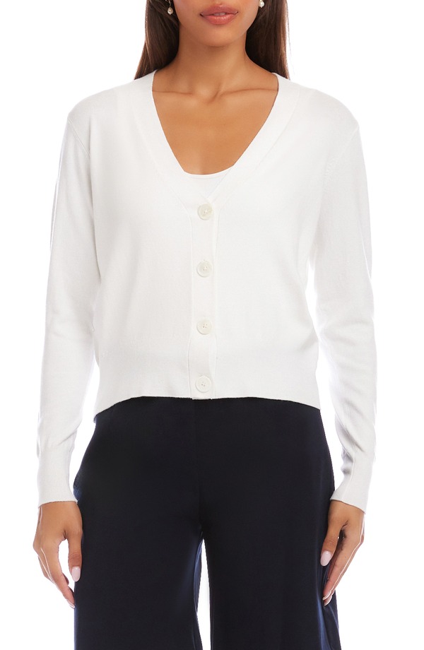 カレンケーン レディース アウター ジレー V素っ首 Karen Kane V-Neck Cardigan White 白いこと