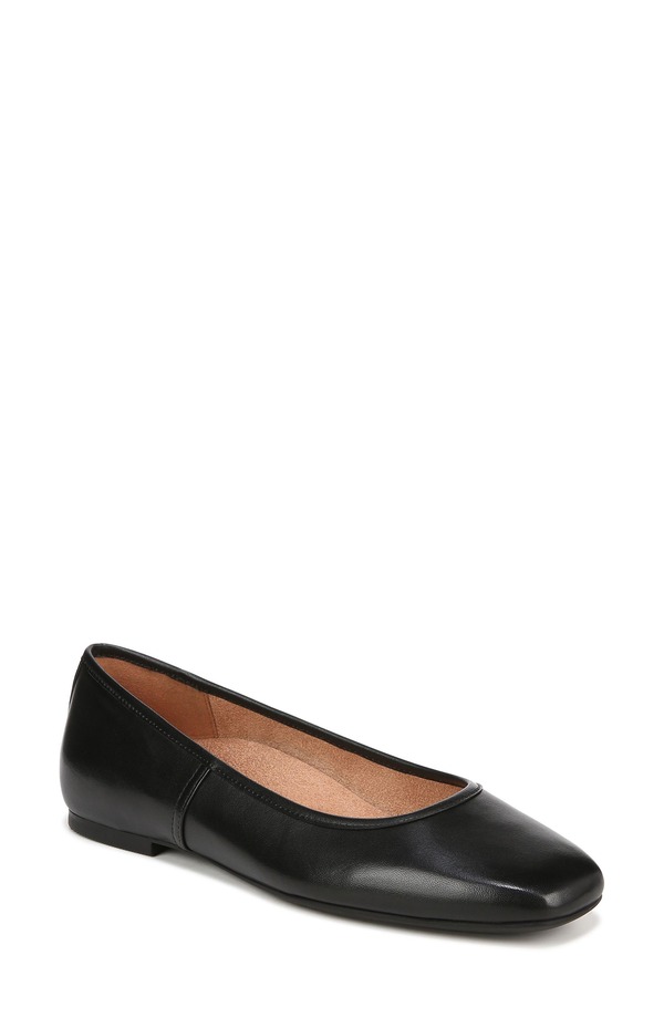バイオニック レディース シューズ パンプス Vionic Orinda Square Toe Flat Black Leather 黒いこと