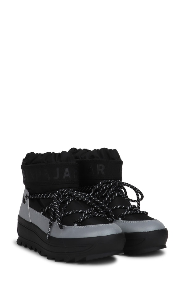 パジャール レディース シューズ ブーツ・レインブーツ プラットホーム ミニ アンクル Pajar Galaxy Mini Waterproof Platform Ankle Bootie Black/Silver 黒いこと