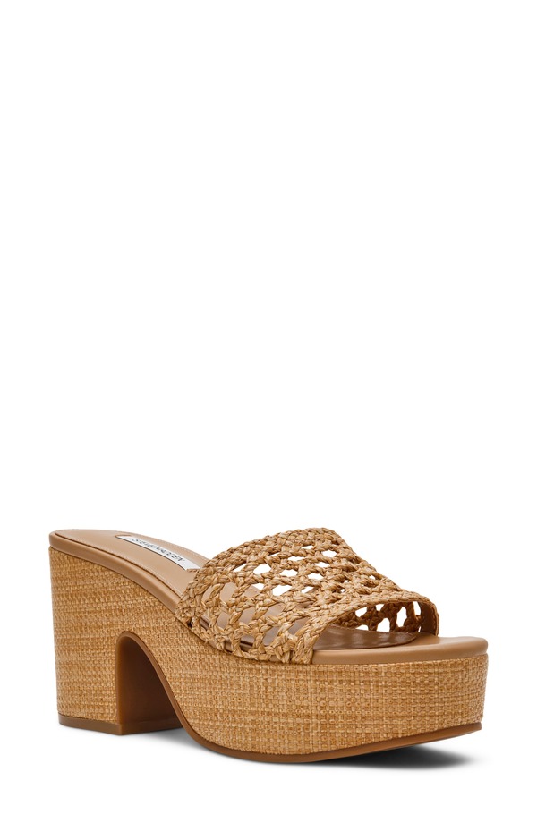 スティーブ マデン レディース シューズ 踵 プラットホーム サンダル Steve Madden Torch Platform Slide Sandal Natural Raffia