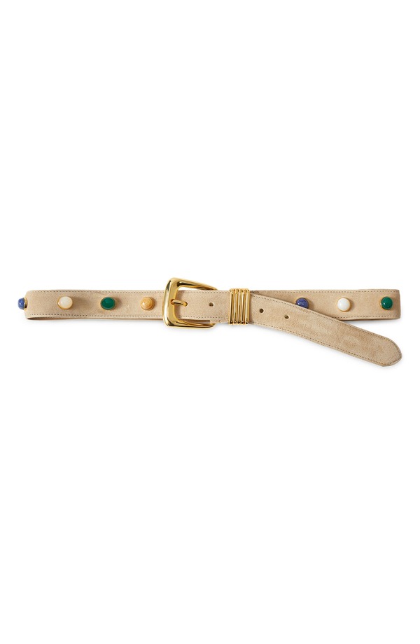 ヴェロニカ ベアード レディース 付属物 三尺帯 スエードクロス Veronica Beard Arch Stonembellished Suede Belt Stone Khaki カーキ