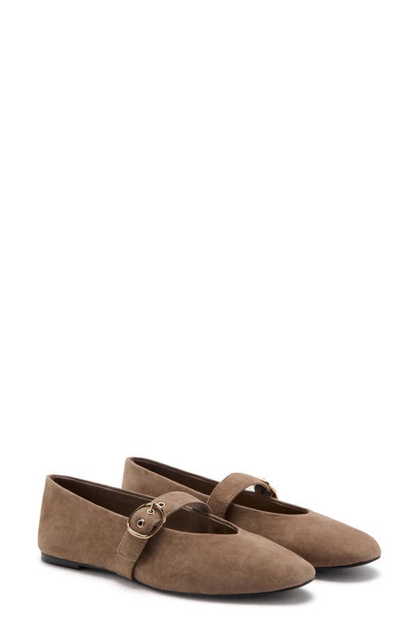 マンゴ レディース シューズ パンプス MANGO Mary Jane Ballet Flat Sand 沙子