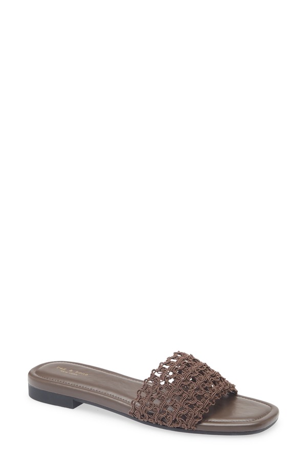 ラグアンドボーン レディース シューズ サンダル rag & bonellie Slide Sandal Dark Mocha Mesh モカ｜ReVida 店
