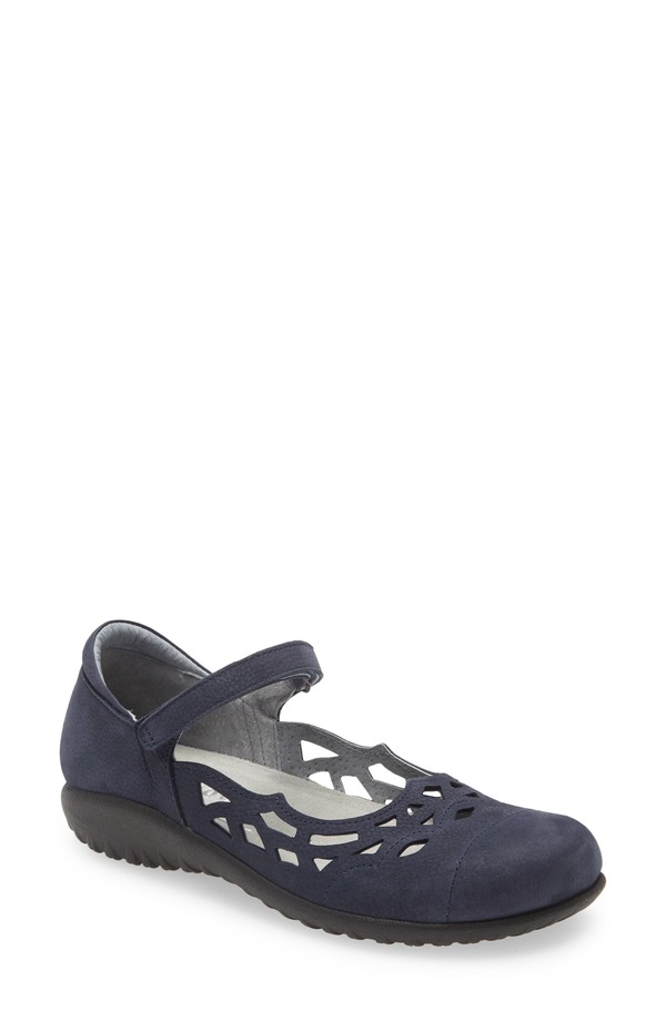 ナオト レディース シューズ パンプス Naot Agathis Mary Jane Flat Navy Velvet Nubuck Leather ネイビー|ReVida 店