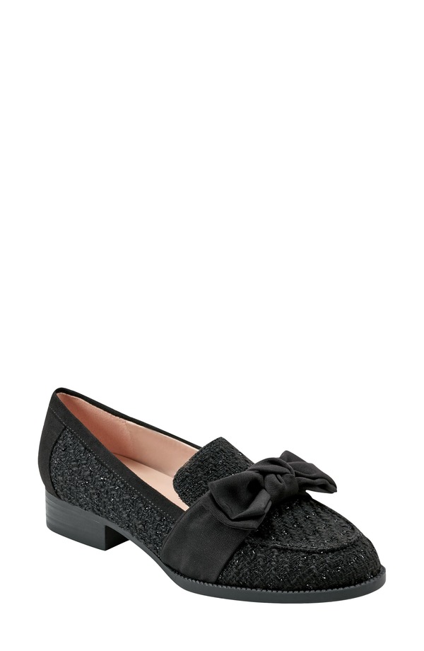 バンドリーノ レディース シューズ スリッポン・ローファー Bandolino Bow Loafer Black Fabric 黒いこと