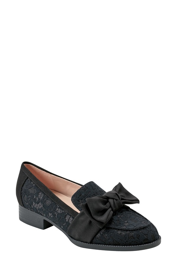 バンドリーノ レディース シューズ スリッポン・ローファー Bandolino Bow Loafer Black Lace 黒いこと