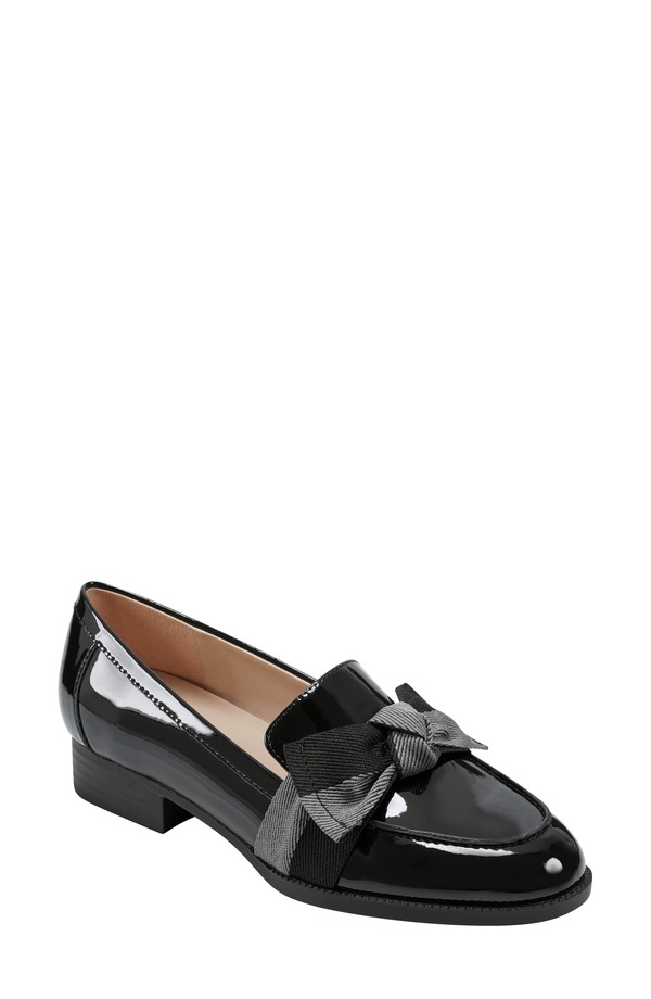 バンドリーノ レディース シューズ スリッポン・ローファー Bandolino Bow Loafer Black Light Grey Bow 黒いこと