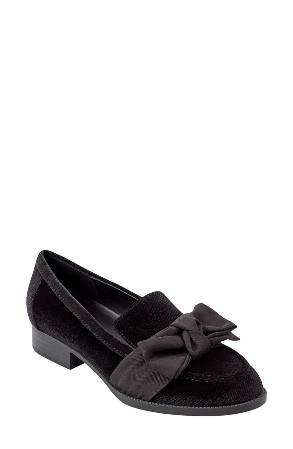 バンドリーノ レディース シューズ スリッポン・ローファー Bandolino Bow Loafer Black Velvet 黒いこと