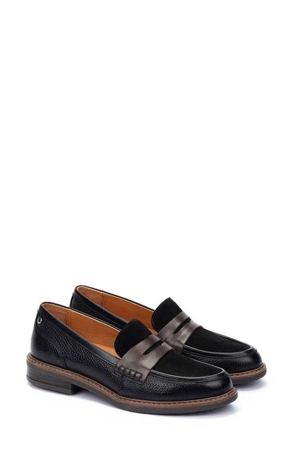 ピコリーノス レディース シューズ スリッポン・ローファー PIKOLINOS Aldaya Penny Loafer Black/ Brown ブラック｜ReVida 店