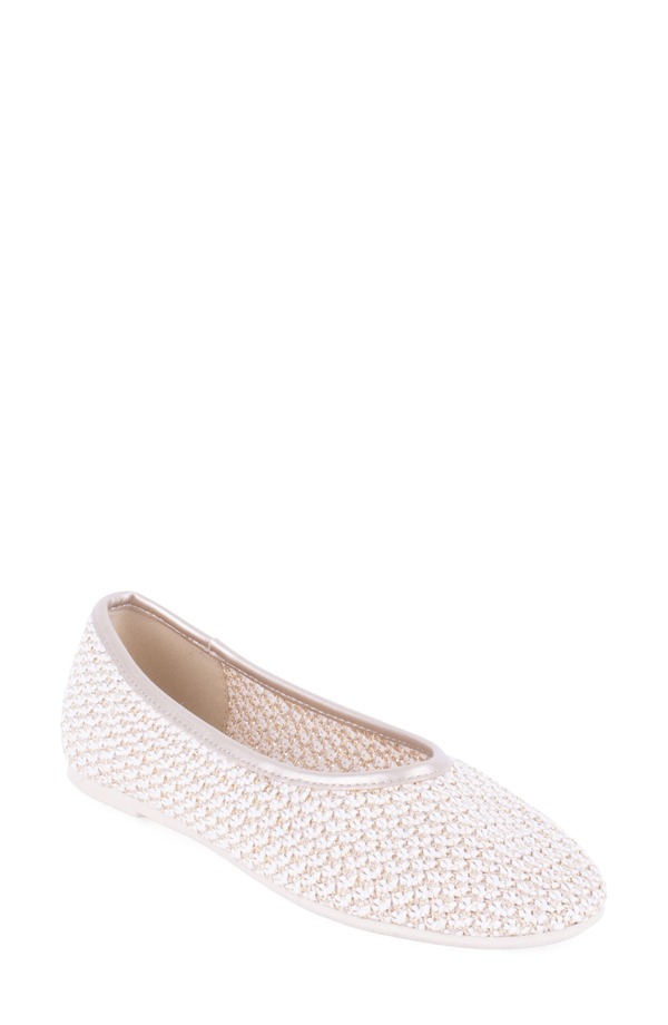 タハリ レディース シューズ パンプス Tahari Woven Ballerina Flat Beige/ Gold ベージュ 靴-レディース靴