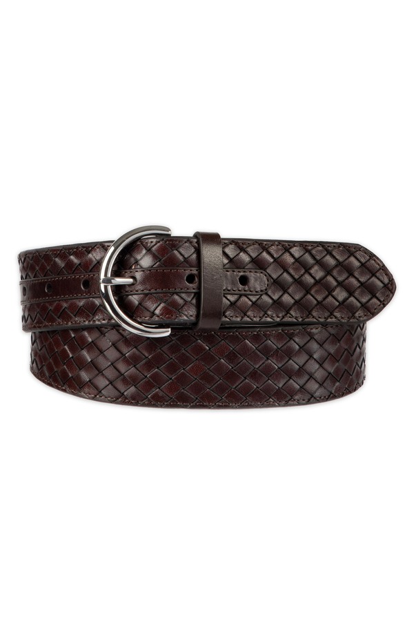コールハーン レディース アクセサリー ベルト レザー Cole Haan Woven Leather Belt Dark Brown ブラウン｜ReVida 店