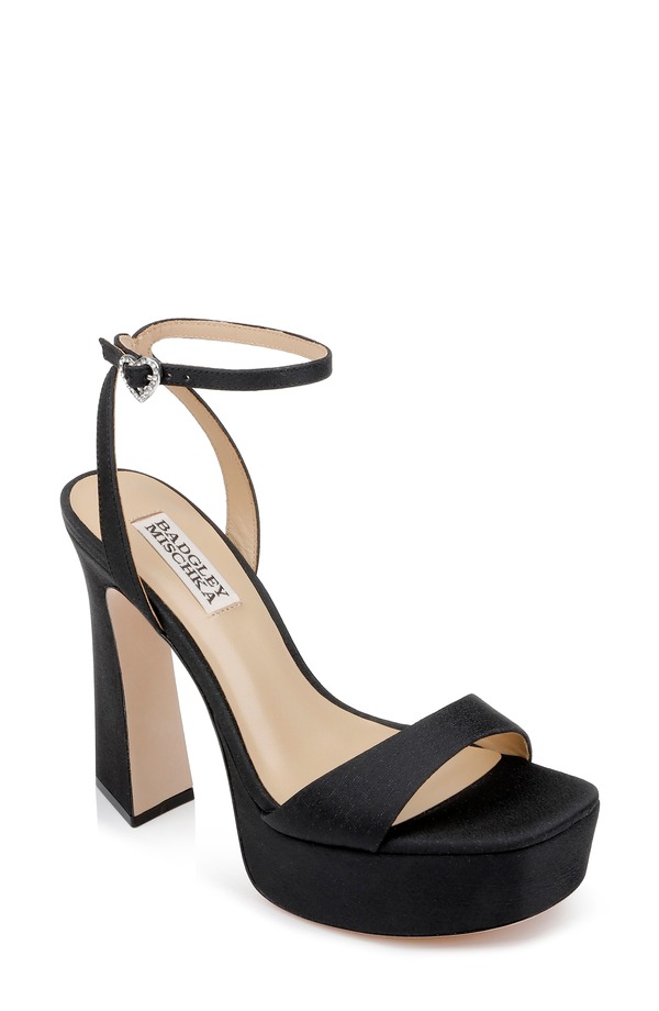 バッドグレイミッシカ レディース シューズ 踵 プラットホーム サンダル アンクル Badgley Mischka Collection Caiankle Straplatform Sandal Black Crep 黒いこと