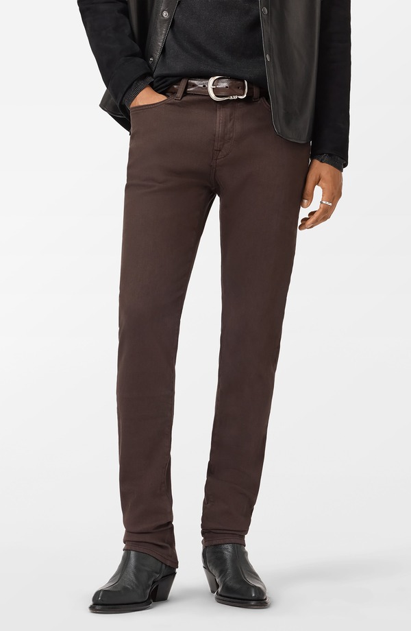ジョンバルベイトス メンズ ボトムス デニムパンツ スリムフィット ニット ジーンズ John Varvatos J702 Slim Fit Knit Jeans Dark Brown ブラウン