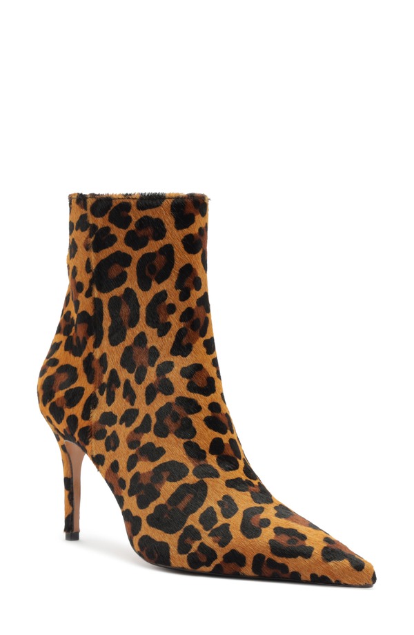 シュッツ レディース シューズ ブーツ・レインブーツ Schutz Mikki Pointed Toe Genuine Calf Hair Bootie Leopard アニマル
