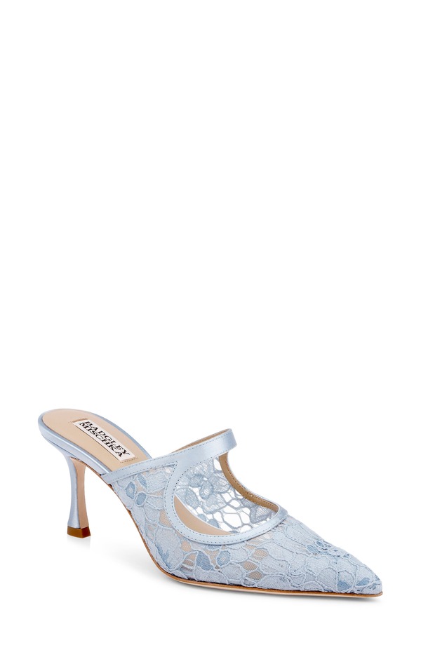 バッジェリーミシュカ レディース シューズ ヒール カットアウト BADGLEY MISCHKA Oaklyn Cutout Mule Blue Satin ブルー