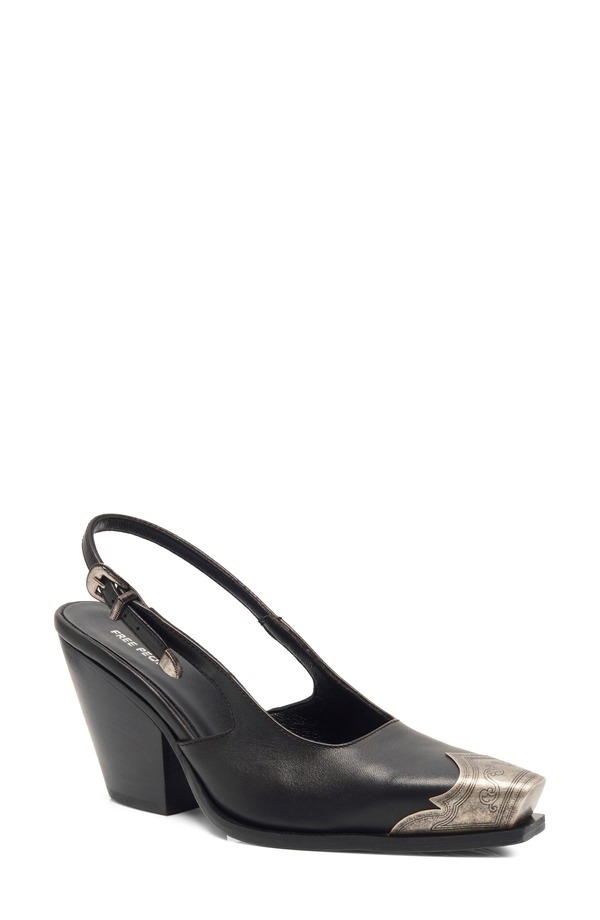 フリーピープル レディース シューズ 踵 Free People Brayden Slingback Pump Black Tide Leather 黒いこと