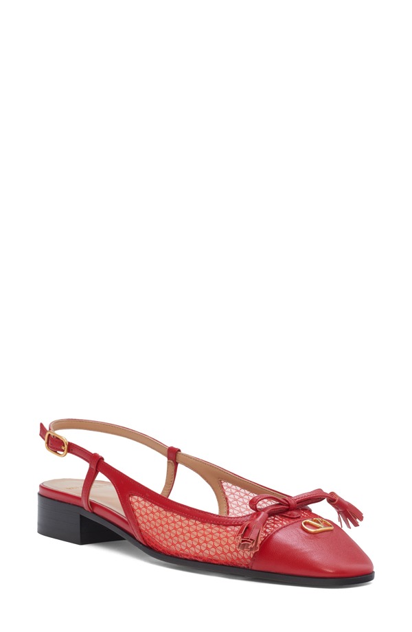 ヴァレンティノ レディース シューズ パンプス Valentino Garavani Valet Du Roi Slingback Ballet Flat Red 赤いこと