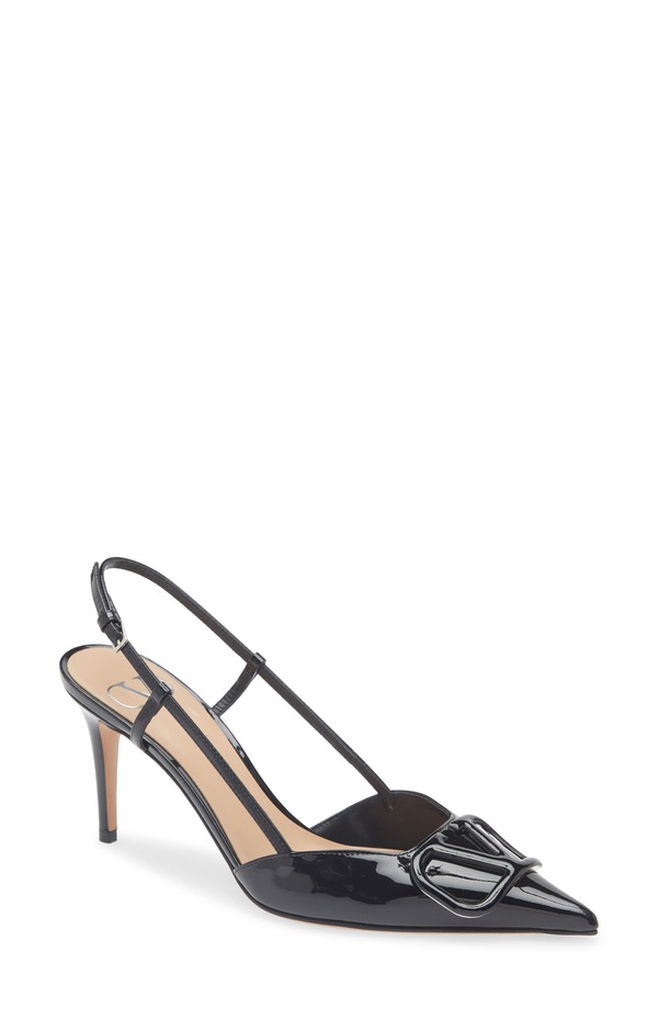 ヴァレンティノ レディース シューズ パンプス ロゴタイプ Valentino Garavani VLOGO Pointed Toe Slingback Pump Black 黒いこと