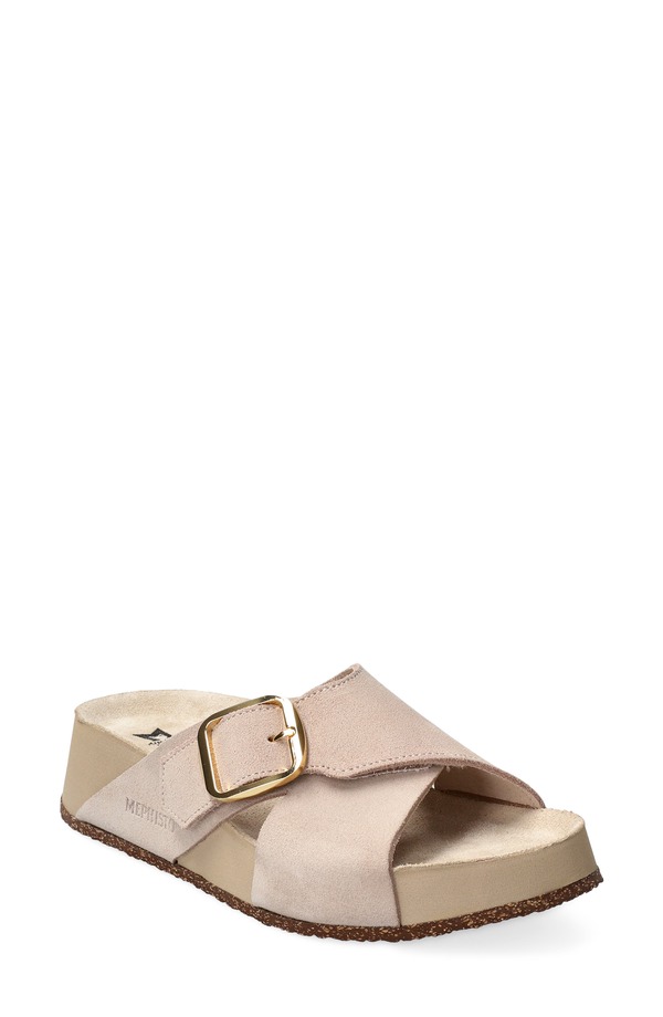 メフィスト レディース シューズ 踵 サンダル Mephisto Berrie Buckle Strap Slide Sandal Sand 砂子