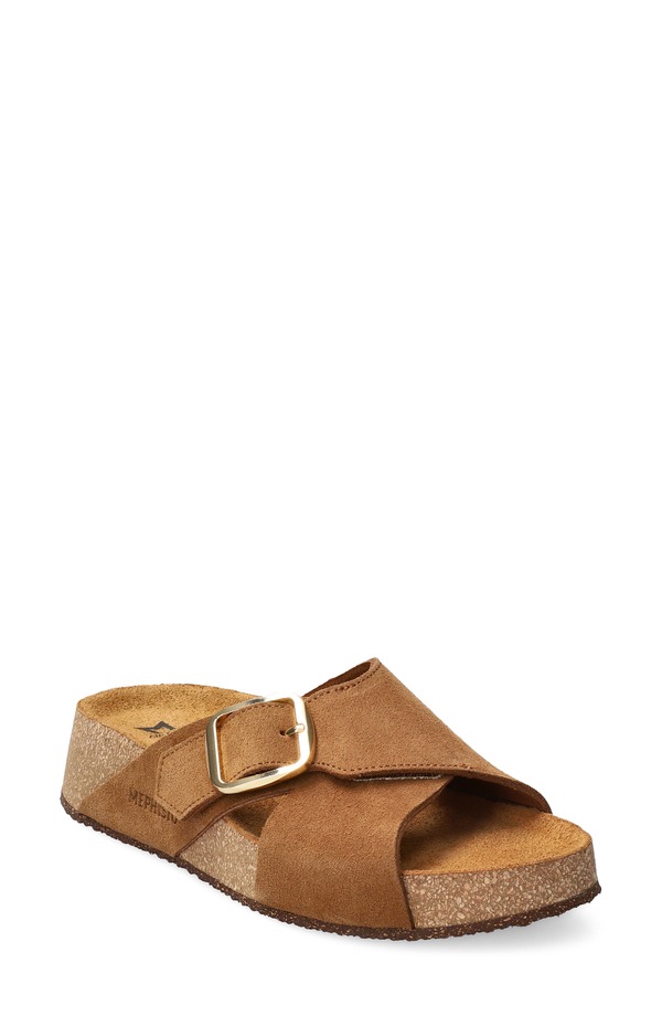 メフィスト レディース シューズ 踵 サンダル Mephisto Berrie Buckle Strap Slide Sandal Tobacco