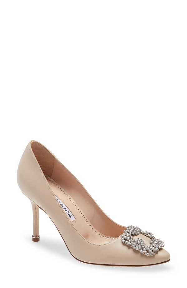 マノロ ブラニク レディース シューズ パンプス Manolo Blahnik Hangisi Crystal Buckle Pump Nude