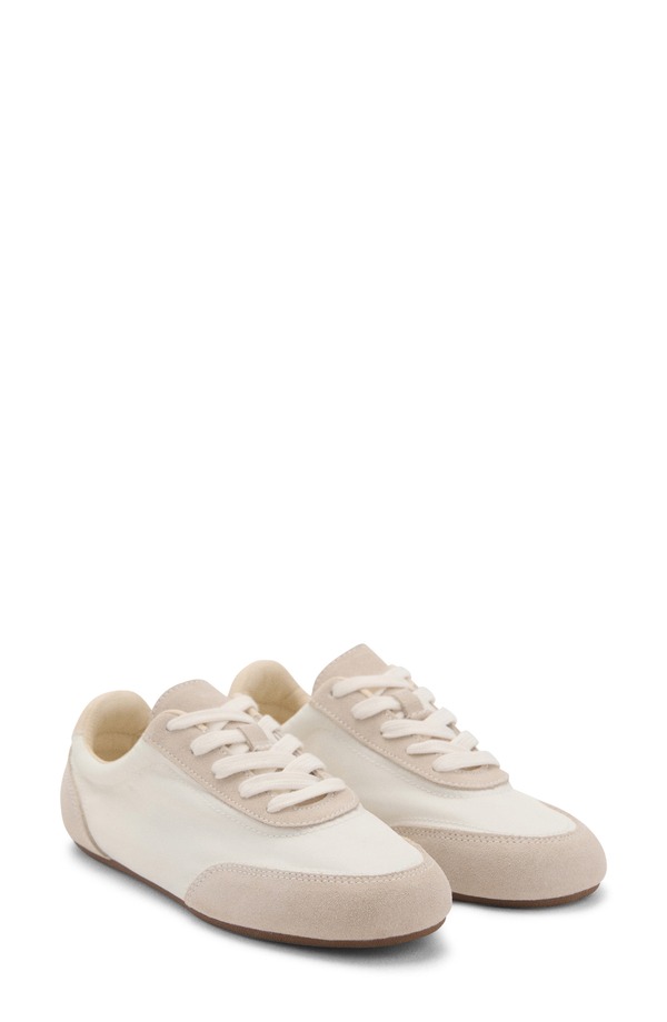 マンゴ レディース シューズ スニーカー MANGO Mixed Media Sneaker White ホワイト|ReVida 店