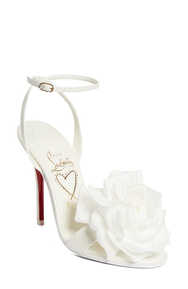 クリスチャン・ルブタン レディース シューズ サンダル アンクル Christian Louboutin Miss Z Florankle Strap Sandal Bianco/ Ivoire/ Lin Snow