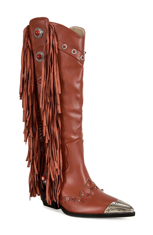 アザレア 壱 レディース シューズ ブーツ・レインブーツ フリンジ AZALEA WANG Pelagius Fringe Western Boot Red 赤いこと