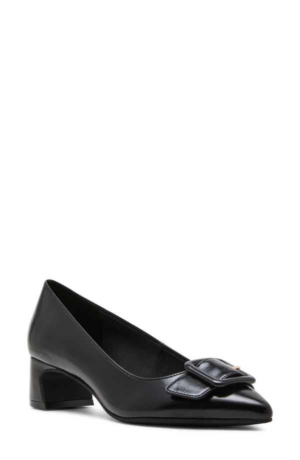 アンクライン レディース シューズ パンプス Anne Klein Senara Buckle Pointed Toe Pump Black Crinkle 黒いこと
