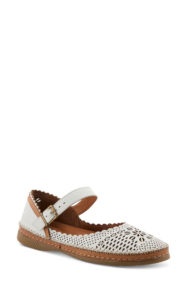 三春足つき レディース シューズ パンプス Spring Step Zabelle Mary Jane Flat White 白いこと