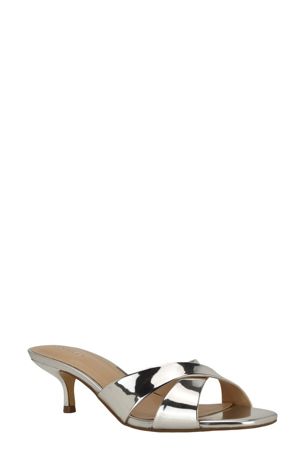 カルバンクライン レディース シューズ 踵 サンダル Calvin Klein Skylor Slide Sandal Silver しろがね色