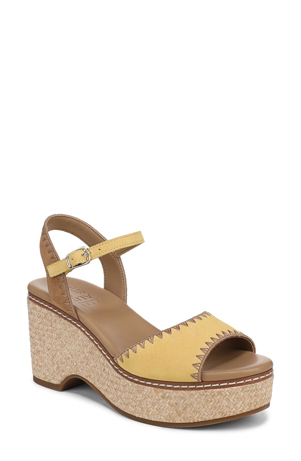 ナチュライザー レディース シューズ ヒール プラットフォーム サンダル アンクル Naturalizer Della Platform Ankle Strap Sandal Beehive Yellow Multi イエロー｜ReVida 店
