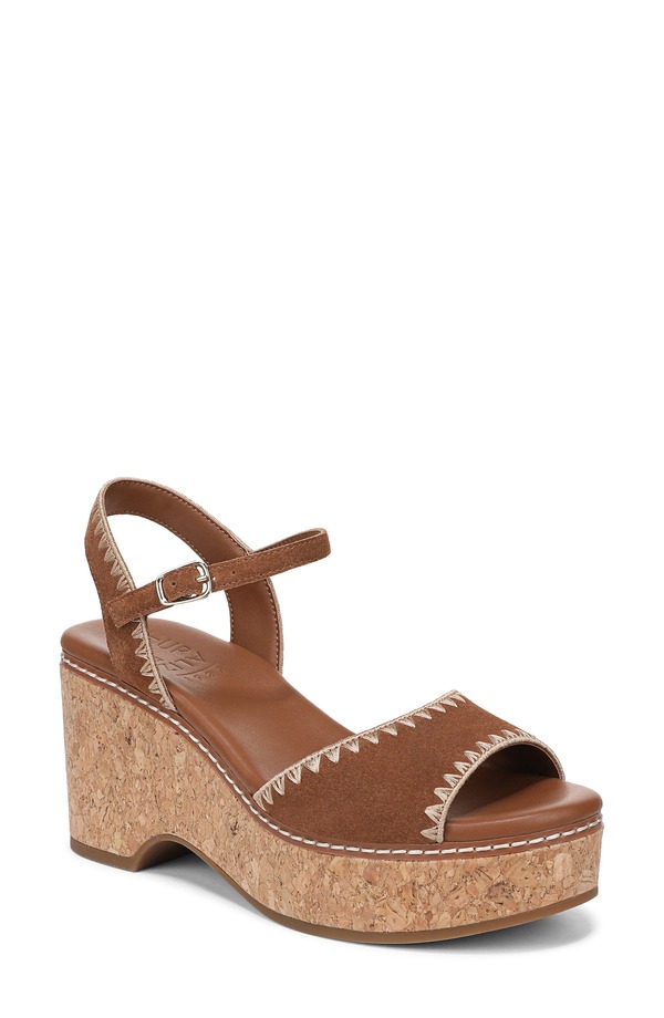 ナチュライザー レディース シューズ ヒール プラットフォーム サンダル アンクル Naturalizer Della Platform Ankle Strap Sandal Walnut Wake|ReVida 店