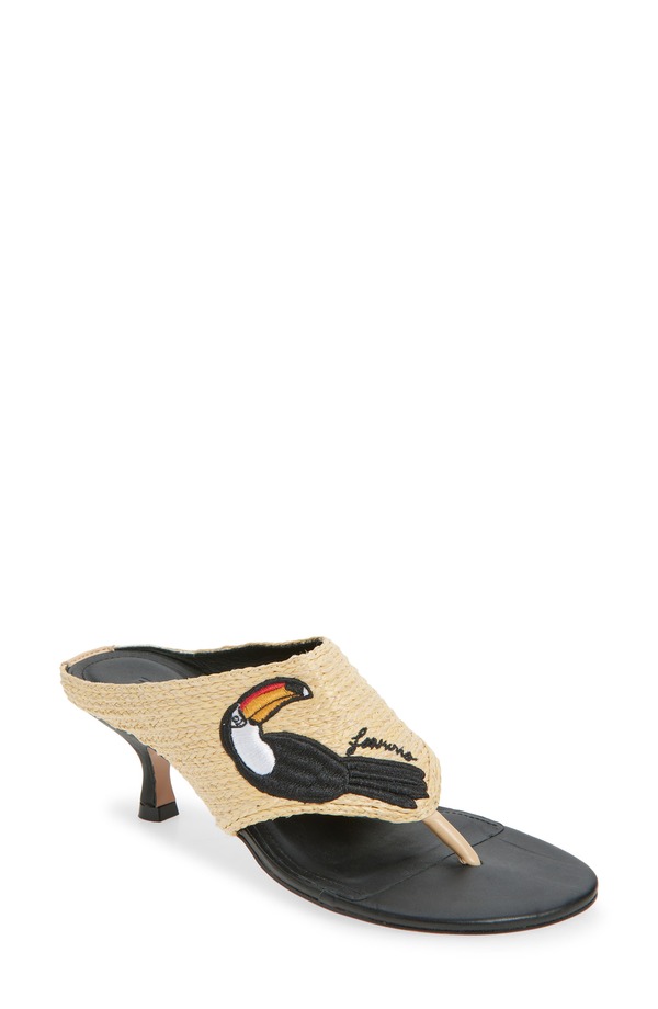 ファーム レディース シューズ サンダル ヒール FARM Rio Icons Raffia Kitten Heel Slide Sandal Tucan Black ブラック|ReVida 店