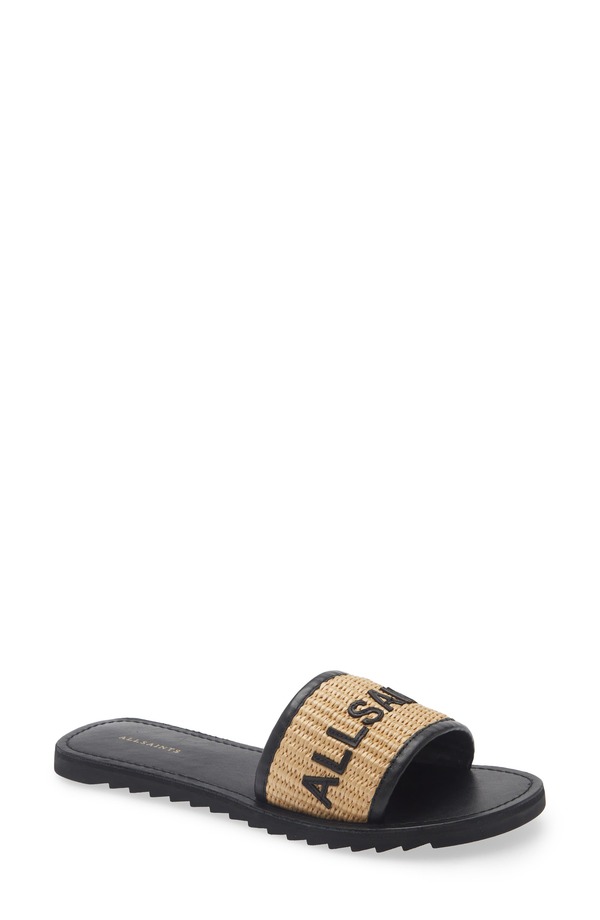 オールセインツ レディース シューズ サンダル AllSaints Hoxton Woven Slide Sandal Black/ Natural ブラック｜ReVida 店
