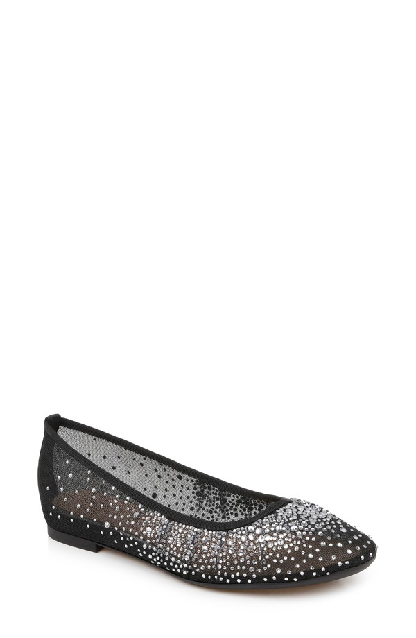 ジュウェルダグレイミシュカ レディース シューズ パンプス Jewel Badgley Mischka Nuala Embellished Flat Black Mesh ブラック|ReVida 店