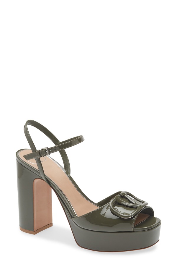 ヴァレンティノ レディース シューズ サンダル プラットホーム ロゴタイプ Valentino Garavani VLOGO Signature Platform Sandal Military Green 緑であること