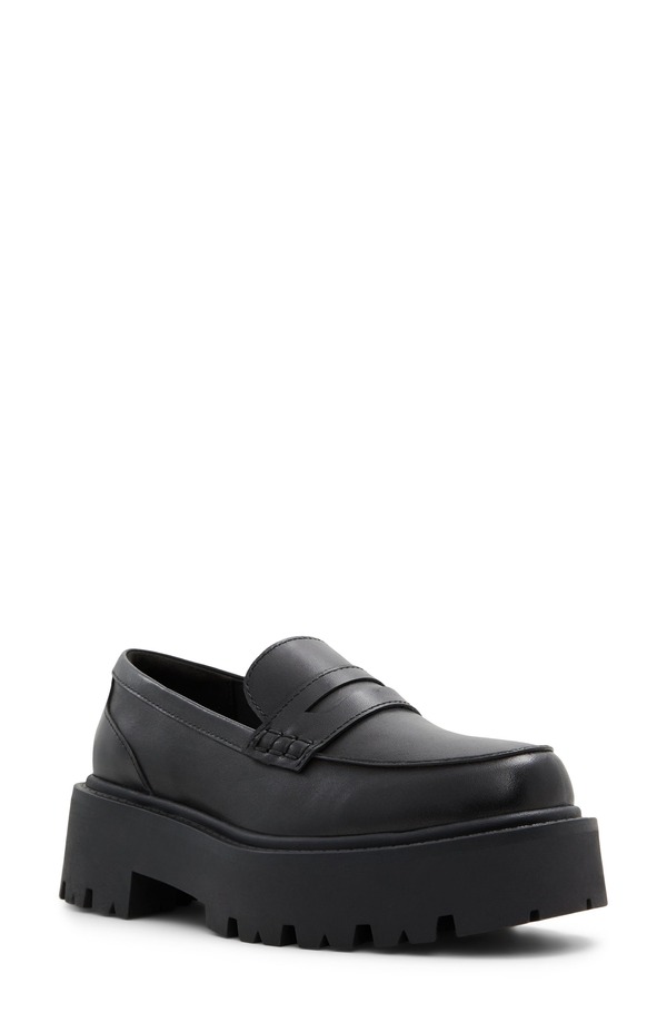 アルド レディース シューズ スリッポン・ローファー プラットホーム ALDO Cadaycia Platform Penny Loafer Black 黒いこと