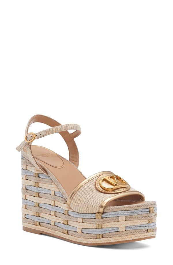 ヴァレンティノ レディース シューズ サンダル ロゴタイプ Valentino Garavani VLOGO Espadrille Wedge Sandal Natural