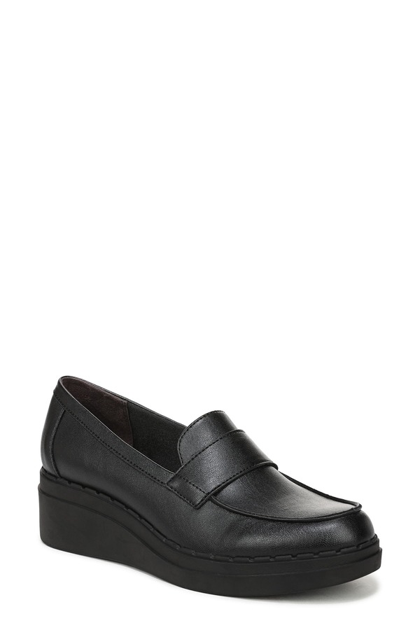 ライフストライド レディース シューズ スリッポン・ローファー プラットホーム LifeStride Dolce Platform Wedge Loafer Black 黒いこと