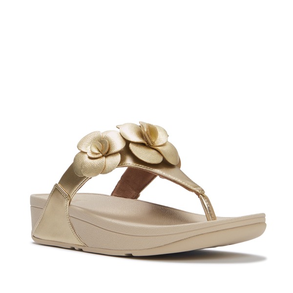 相応うフロップ レディース シューズ 踵 サンダル FitFlop Lulu Flower Toe-Post Sandals Platino