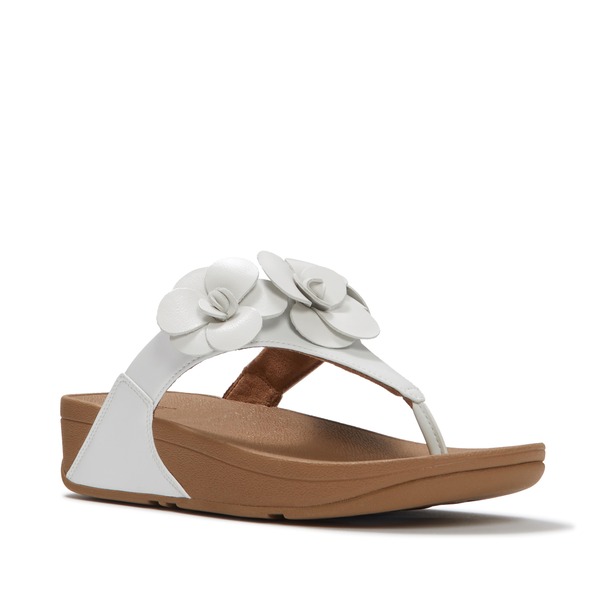 相応うフロップ レディース シューズ 踵 サンダル FitFlop Lulu Flower Toe-Post Sandals Urban White 白いこと