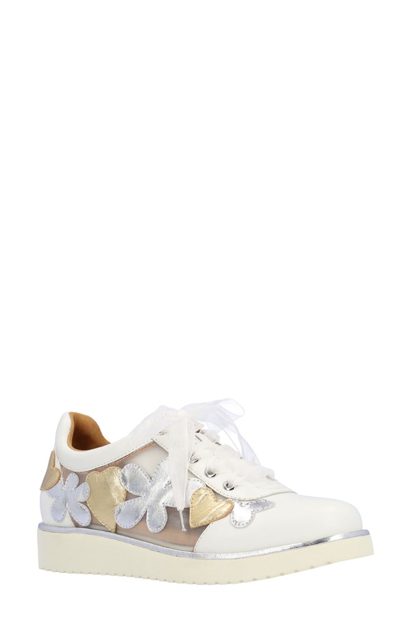 ラモールドピード レディース シューズ スニーカー L'Amour des Pieds Zeneta Embellished Sneaker White/ Silver/ Gold ホワイト｜ReVida 店