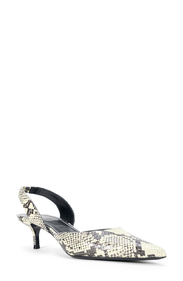 スタウド レディース シューズ パンプス 踵 STAUD Sebastian Slingback Pointed Toe Kitten Heel Pump White Snake 白いこと