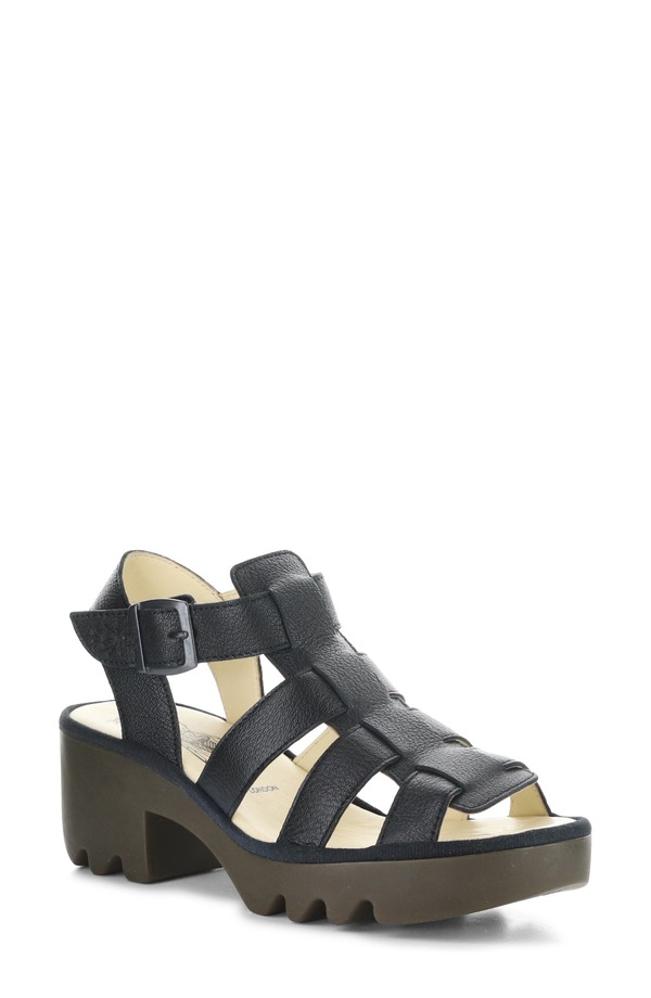 飛球英国の首都 レディース シューズ 踵 サンダル Fly London Terf Lug Sole Sandal Black 黒いこと