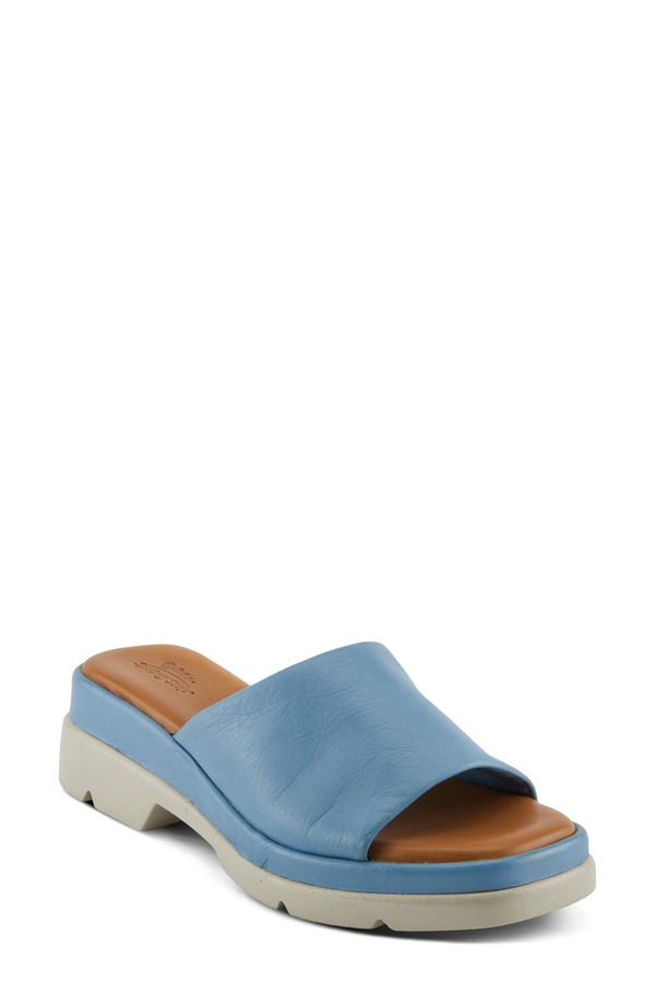 春季足付き レディース シューズ サンダル プラットホーム Spring Step Fire Island Platform Slide Sandal Denim Blue ジーンズ コンフォートサンダル-サンダル-レディース靴