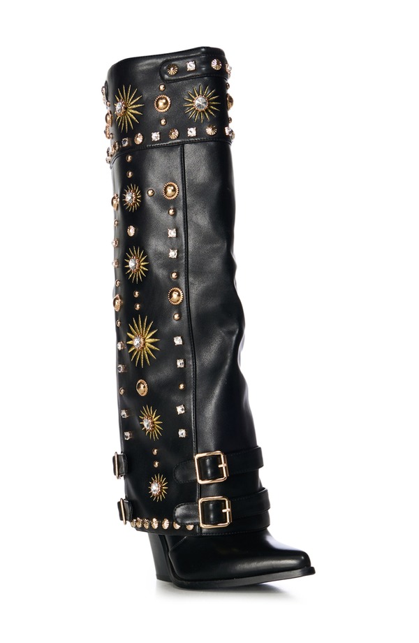 アザレア 壱 レディース シューズ ブーツ・レインブーツ AZALEA WANG Mahmoud Over the Knee Boot Black 黒いこと